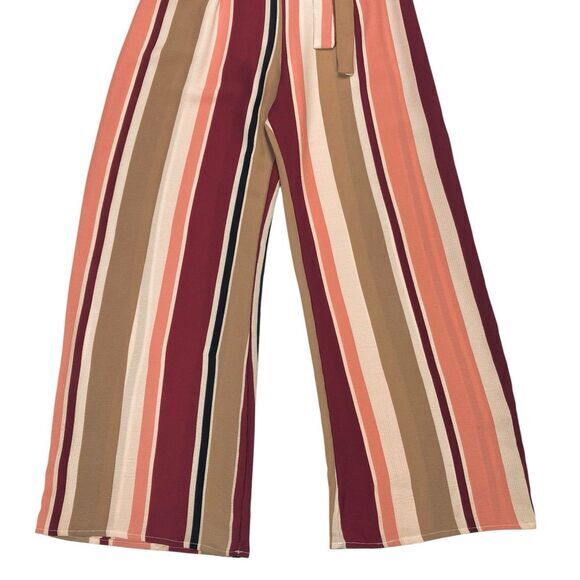 See You Monday Wide Leg Pants Womens Size Small Stripped Paperbag Tie Front Pant - Picture 3 of 12